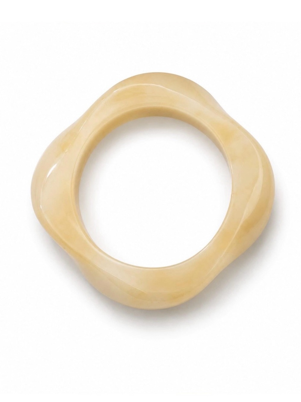 Cream Resin Sculpted Wave Bangle Bracelet by Mayamar